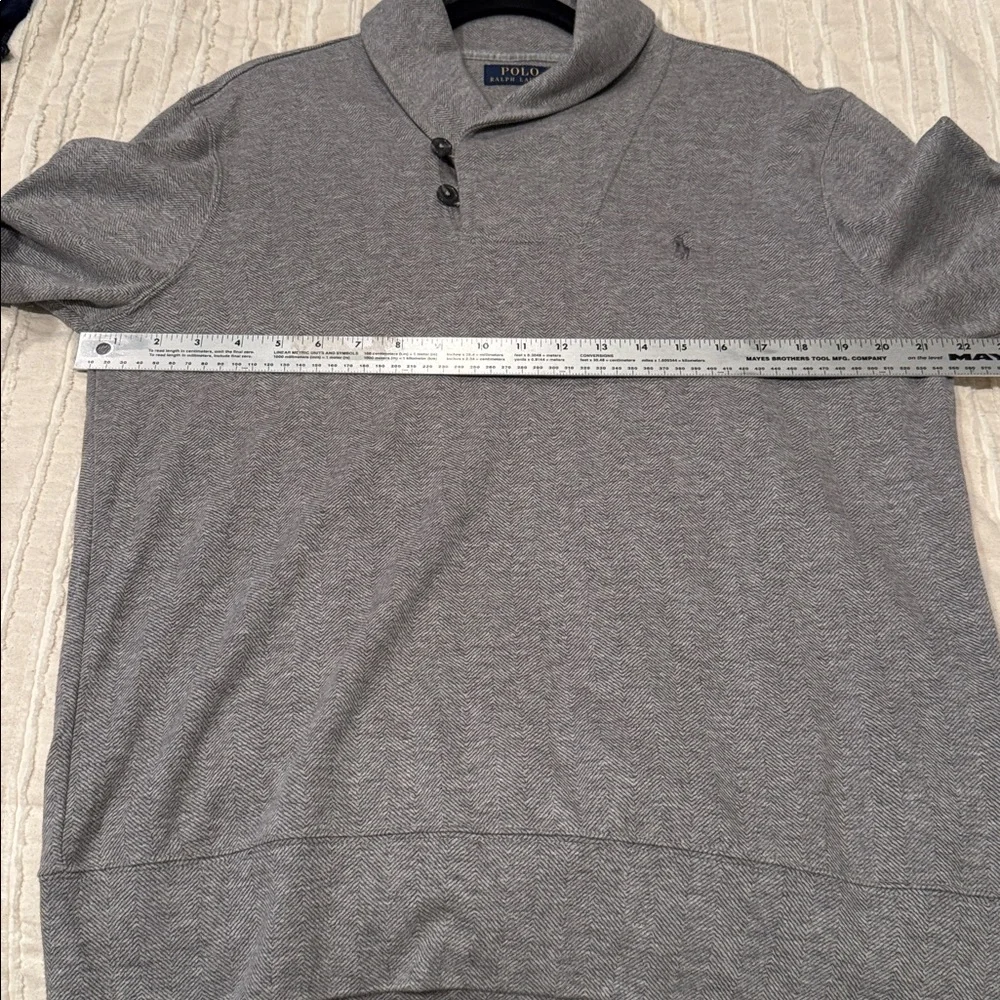Polo by Ralph Lauren Jersey Shawl-Collar Pullover‎ Sweater in Gray - Med